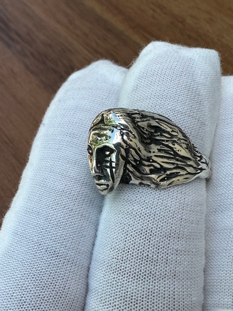 The Savage Heavy Native American Old Pawn Style Cast Sterling Silver Ring image 3