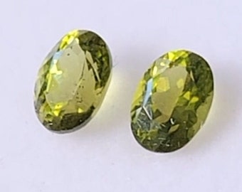 Pair! Green Peridot Faceted Oval Gemstones!