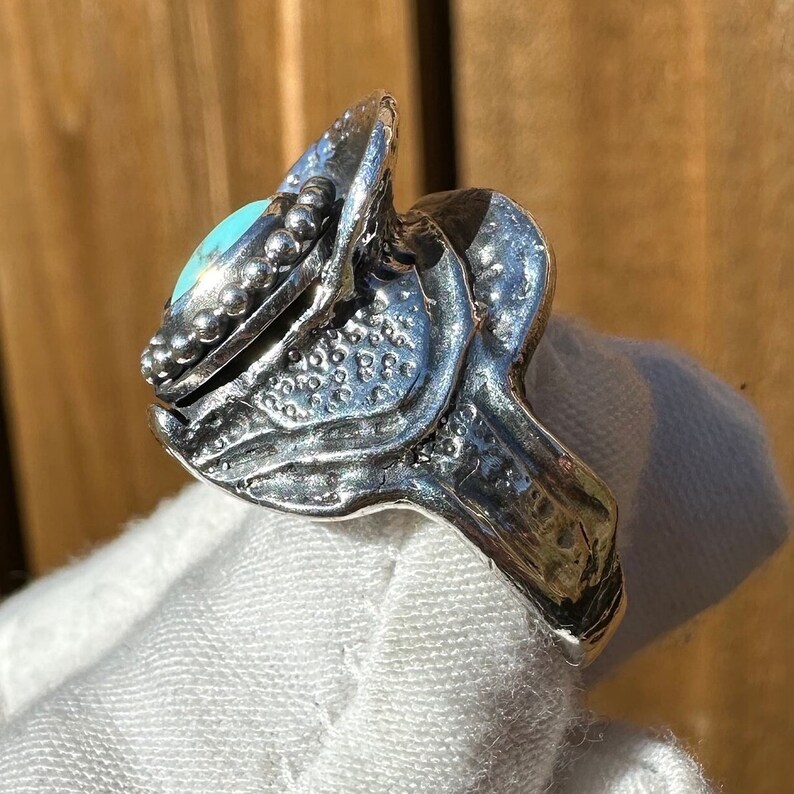 Sterling Silver Turquoise Horse Saddle Ring Size 7 Etsy