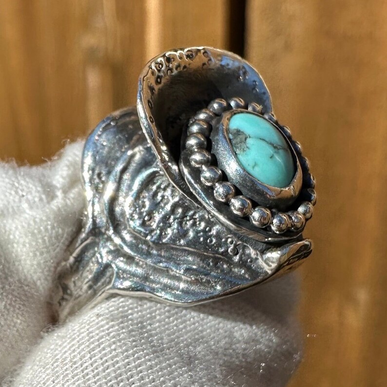 Sterling Silver Turquoise Horse Saddle Ring Size 7 Etsy