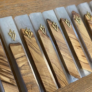 Resin and Imported Jerusalem Olive Wood Mezuzahs