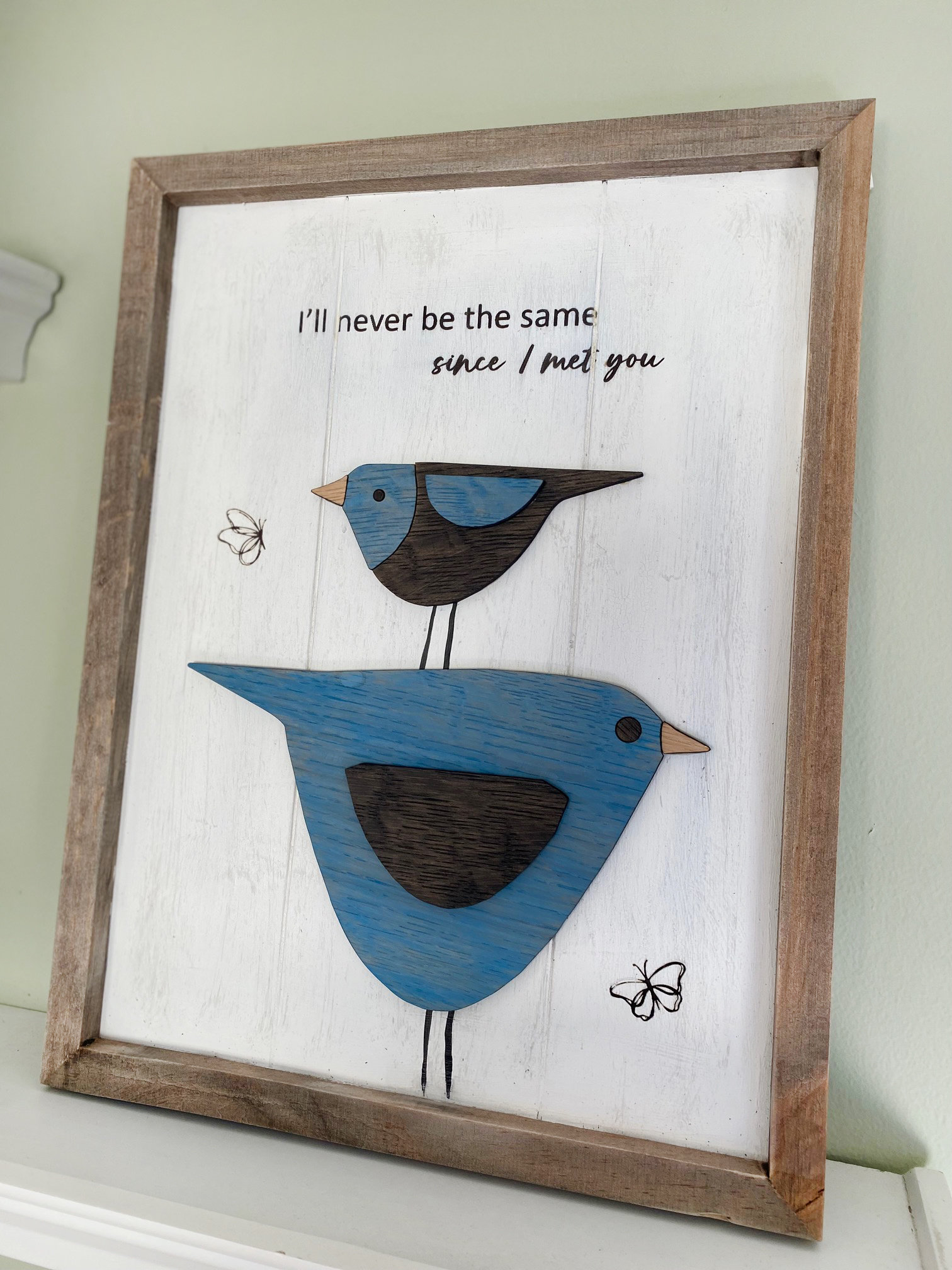 Black and Blue Bird Wood Wall Art - Etsy