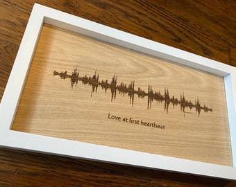 Love At Frist Heartbeat. Baby&#39;s Sonogram Heartbeat Sound Wave Art