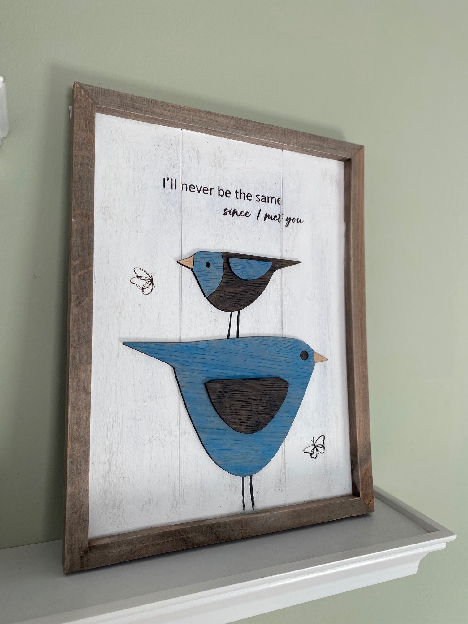 Black and Blue Bird Wood Wall Art - Etsy