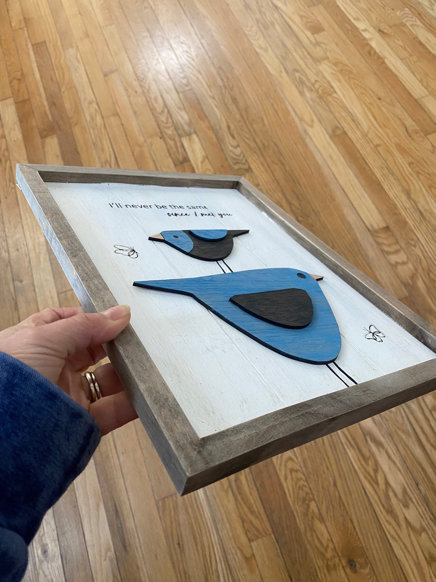 Black and Blue Bird Wood Wall Art - Etsy