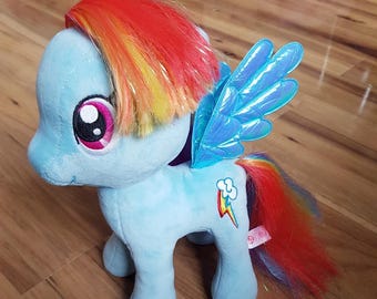 My Little Pony Rainbow Dash Plush Toy Blue Ty Sparkle Soft Animal Figure Hasbro MLP Rare Wings Medium Size