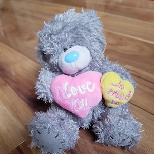 Me To You I Love You So Much Tatty Teddy Bear With Hearts Carte Blanche Grey Gray Bear Pink Heart Yellow Heart T44AN Valentine Day
