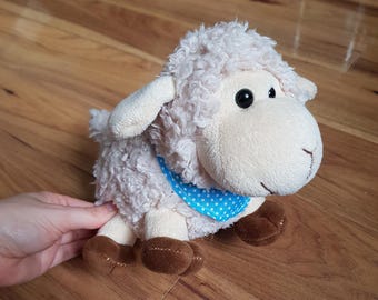 Lamb With Blue Polka Dot Bandana Soft Toy Easter Card Factory Plush Toy Very Rare Animal Stuffed Farm Scarf Sheep