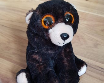 Kodi l'ours Ty, bonnet en peluche de taille moyenne, peluche en velours, animal aux yeux pailletés dorés, rare, noir, marron, classique
