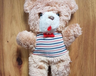 Heunec Exclusive Teddy Bear Plush Made in Germany Vintage RARE Toy Stuffed Animal Red Tongue Striped Top Brown