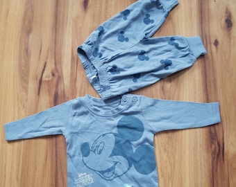 Mickey Mouse Blue PJs Set Disney Baby Top Long Sleeve Pajama Long Pants Bottoms Primark PJs Pajama Pajamas Pajamas 0-3 Months Height 62cm