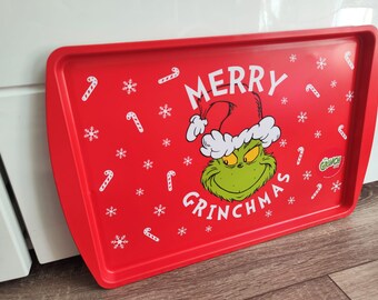The Grinch Dr. Seuss Red Serving Tray Merry Grinchmas Christmas Sinsay NWT New Santa