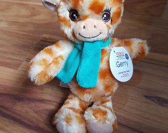 Keel Toys Tesco Gerry the Giraffe Exclusive Soft Toy With Green Scarf Plush Toy 100% Recycled Plastic Very Rare NWT Paper Tag New