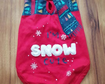 Rode kerstpyjama voor honden, ik ben sneeuw, schattige outfit, sweatshirt, huisdier, kat, maat S, stijlvol, modieus, comfortabel, katoenen kerstpyjama.