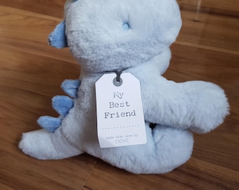 Next Baby Pale Blue Dino My Best Friend Plush Cuddly Toy Comfort Super Soft Comforter Rare Paper Tag NWT Dinosaur