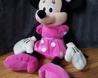 Grande peluche di Minnie Disney Posh Paws, raro, con vestito rosa a pois e fiocco viola