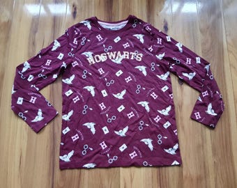 Hogwarts Långärmad Topp Ugglor Glasögon Bokstäver Pyjamas Lounge Primark Storlek 11-12 År Längd 152cm Loungewear Pyjamas Pyjamas Pyjamas Bomull