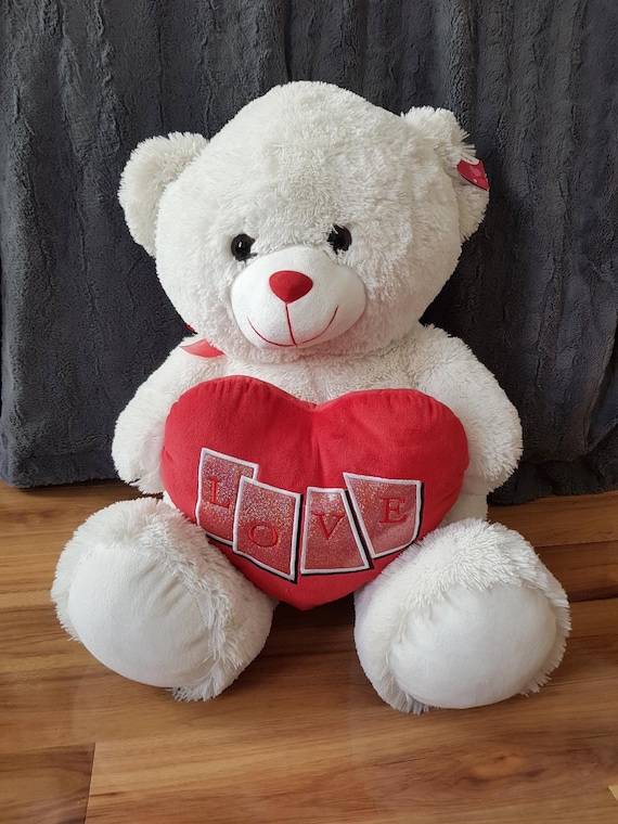 Osito Corazon De Peluche Gigante Oso De Peluche Blanco Extragrande