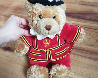 Beefeater Teddy Bear Vintage Keel Toys Plush Great Britain Royal Guard British Soft Toy Yeoman Flag On Paw Stuffed Animal