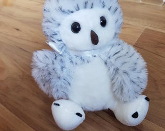 Snowy Owl Shining Stars Plush Vintage Russ Berrie Soft Toy Rare Stuffed Animal Ribbon White Bird Black Spots