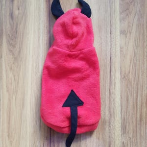 Red Little Devil Costume For A Dog Cat Pet Outfit Halloween Black Horn Tail Hoodie Cute Size Small