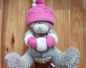 Large Me To You Tatty Teddy Bear Soft Toy Pink Gloves Hat Beanie Snowball D22 Collectable Kids Carte Blanche Gray Bear Plush Gray Sitting