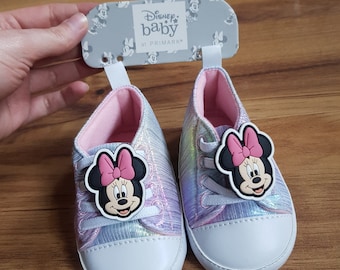 Scarpe arcobaleno Primark Disney Baby Minnie Mouse per 6-9 mesi taglia 18 EUR 3 USA nuove Sneakers