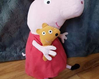 Großes Peppa Pig Ty Beanie Buddy Buddies Plüsch Braun Teddy Stofftier Tier Weiches rotes Kleid Schwarze Schuhe UK Exklusiv Selten Jumbo