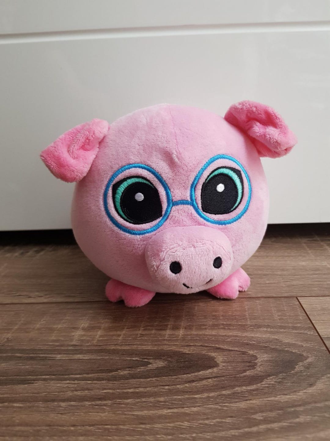 Castor Rosa Plush Pink in Glasses Pink Round Animal TM Toys Very Rare Stuffed Toy ...