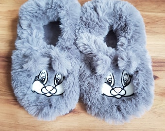 Primark Bambi Thumper Disney Slipper Sokken Pantoffels Voetlet Grijze Konijntjes Bunny Slippers Konijn Maat UK 6-8 EUR 39-42 VS 8-10