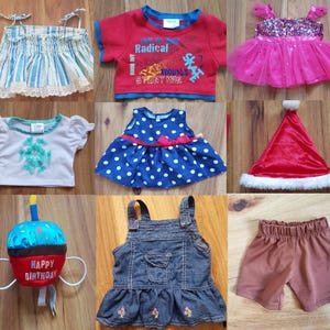 Build A Bear Workshop Clothes Accessories T-shirt Snowflake Top Shorts Santa Hat Cupcake Pink Sequin Dress Design A Bear Teddy Disney BAB