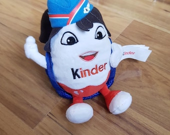 Kinder Surprise Kinder Ferrero Egg Plush Stewardess Soft Toy Vintage Stuffed Blue Backpack Let's Play Kids At Heart Flight Attendant
