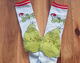 The Grinch Socks Fluffy Gray Gray Green Primark Cozy Cozy Dr Seuss Christmas Merry Grinchmas Santa ONE SIZE UK 4-8 eur 37-42 us 6-10
