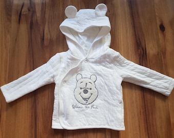 Sudadera con capucha blanca de Winnie the Pooh, personaje de Disney Baby, manga larga, Primark, 3/6 meses, 68 cm, orejas de animal, adorable.