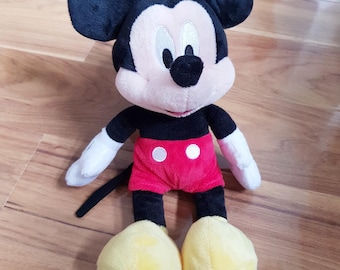 Peluche Mickey Mouse Simba, jouet rare Disney, peluche classique noire et rouge, short vintage, taille moyenne