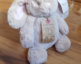 Next Baby Bunny Rabbit My Best Friend Plush Comfort Super Soft Toy Floral Ears & Bow Rare Paper Tag