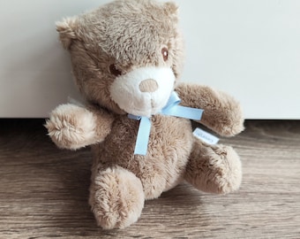 Asda George Brown Teddy Bear With Blue Bow Soft Plush Toy Small Rare Stuffed