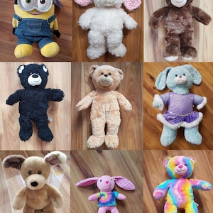 BAB Build A Bear Workshop Peluche Minion Bob Moi, moche et méchant Disque parfumé Chien Chiot Boîte vocale Lapin scintillant enneigé Concevez un ours Football
