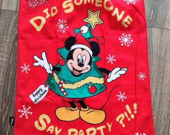 Mickey Mouse Red Gift Bag Gift Sack Merry Christmas Santa Did Someone Say Party Disney Sinsay NWT New With Tags
