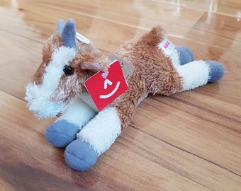 Pickles Goat Plush Aurora World Mini Flopsies Bean Bag Stuffed Lovey Soft Toy Rare Animal Beanie NWT Paper Tags Cuddly Realistic