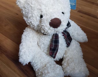 Card Factory Toys From The Attic Soft Teddy Bear Tartan Bow Sitting Plush Stuffed Toy Very Rare NWT