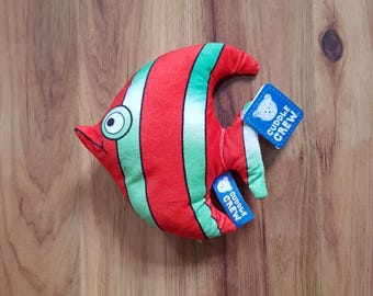 Cuddle Crew Red And Green Fish Plush NWT New With Paper Tag PMS Vintage Animal Stuffed Soft Toy Under The Sea Ocean Creature
