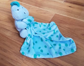 Dunnes Stores Saint Bernard Blue Dinosaur Green Spots Dino Baby Comforter Blanket Plush Soft Toy Blankie Rare Soother