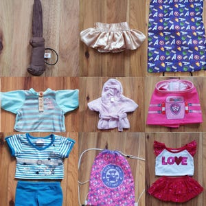 BAB BABW Build A Bear Workshop Abbigliamento Accessori T-shirt Gonna dorata gonfia Pantaloni Avengers Sacco a pelo Marsupio Accappatoio Skye Paw Patrol