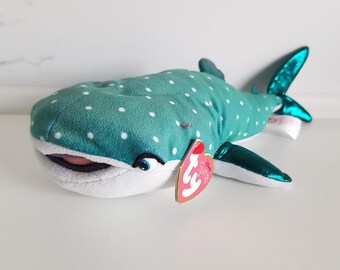 Destiny the Whale Shark Ty Disney Sparkle Finding Dory Nemo Beanie Baby Plush Soft Toy Paper Tag Red Rare Retired Green