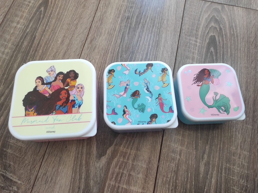 Disney the Little Mermaid Live Action Lunch Snack Container Set of 3 Stackable Lunch Box Snack