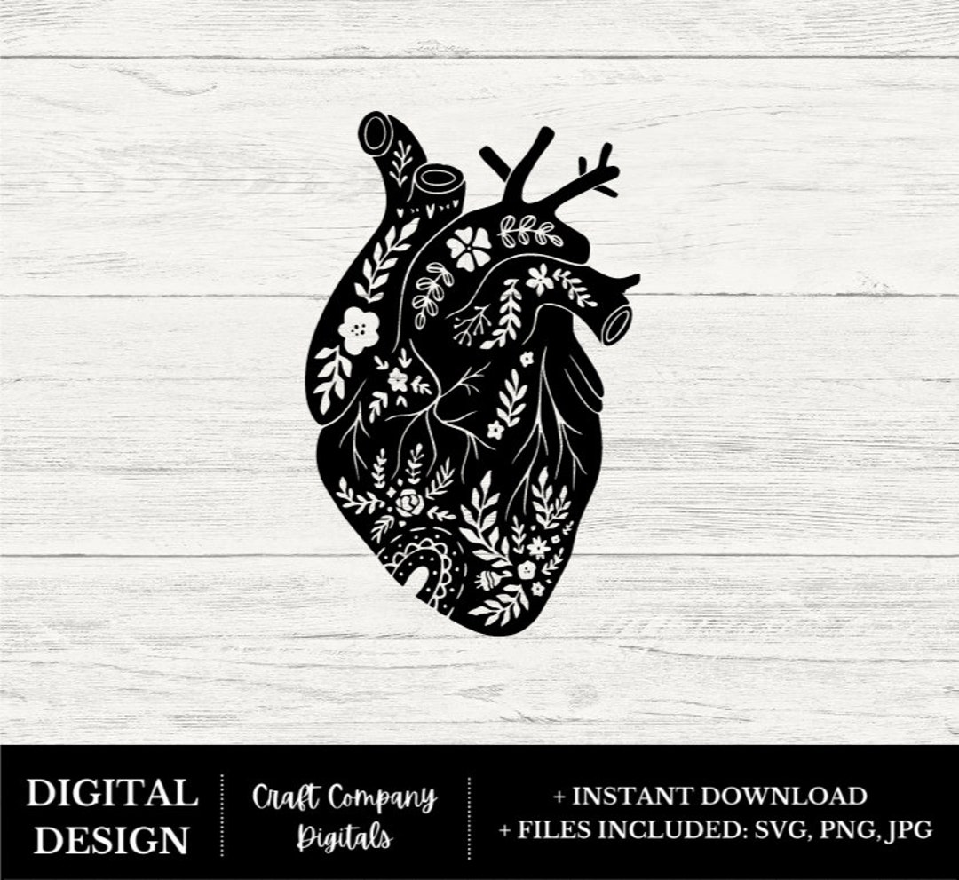Anatomical Heart SVG PNG JPG, Heart Svg, Anatomical Svg, Star Heart Svg