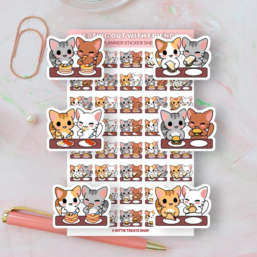 Kawaii Eating Out With Friends Planner Sticker, Eating Out Reminders ...
