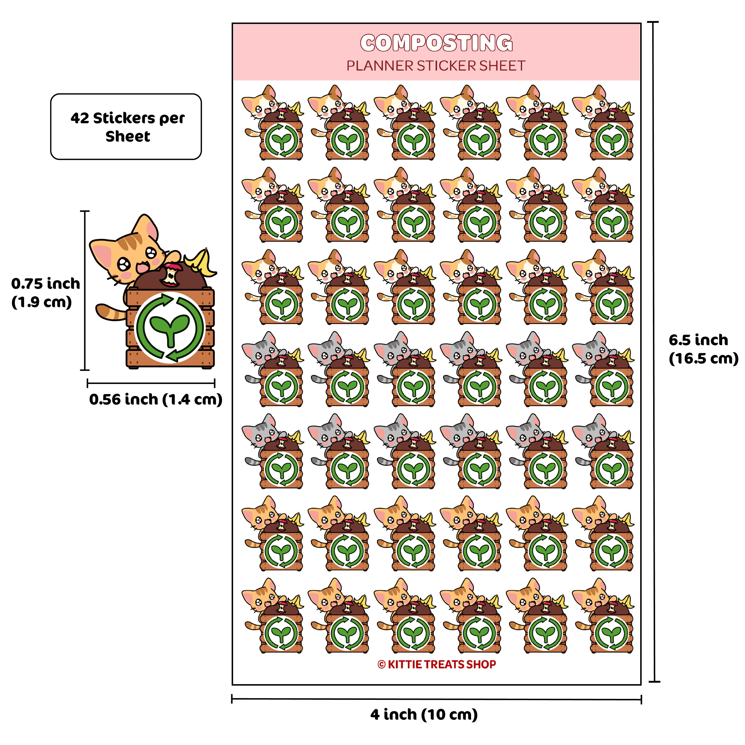 Kawaii Composting Planner Stickers, Composting Reminders, Cute Planner ...