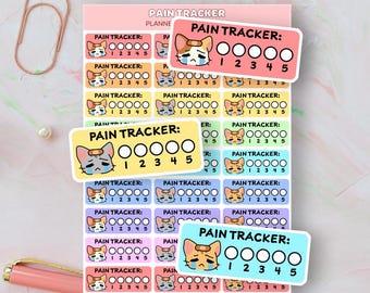 Kawaii Pain Scale Planner Stickers, Pain Scale Reminders, Cute Planner Stickers, Pain Scale Reminder Icons for Planner, Pain Rating Stickers